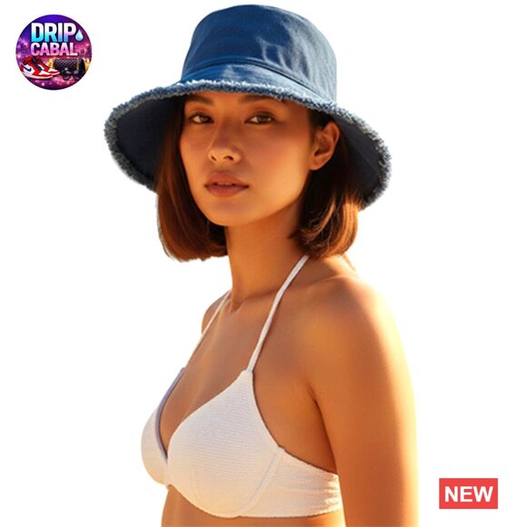 Soft Washed Cotton Frayed Edge Bucket Hat, Raw Brim, Foldable Sun Hat main image 7